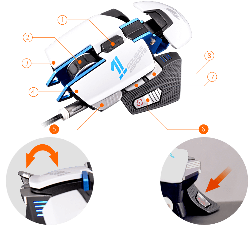 COUGAR 700M eSPORTS - 8 Fully Configurable Buttons (including Fire and 45° Sniper)